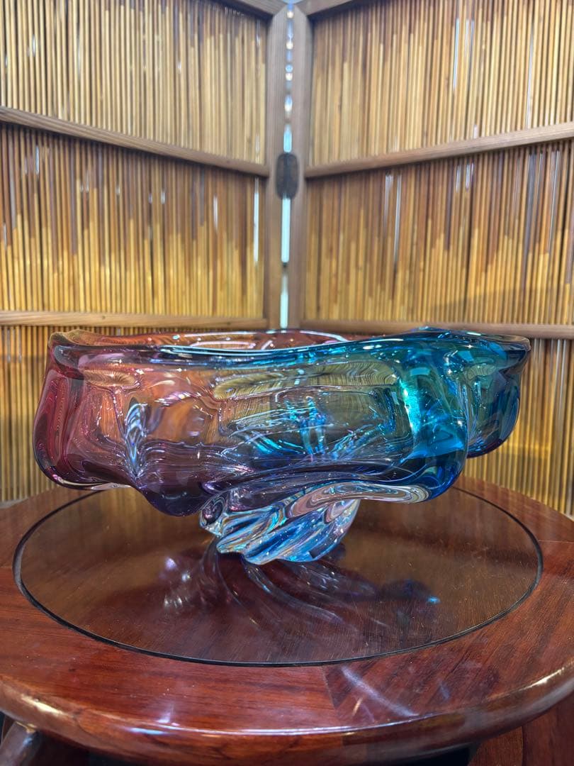 アートグラス　ガラス花瓶　お菓子入れ　アンティーク　昭和レトロ