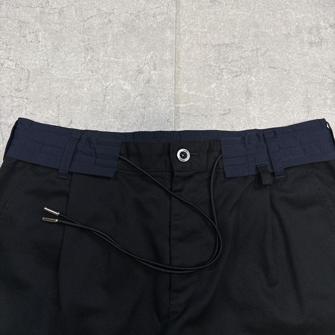 sacai サカイ ナイロン切替 ワイド テーパードパンツ黒 21AW ３