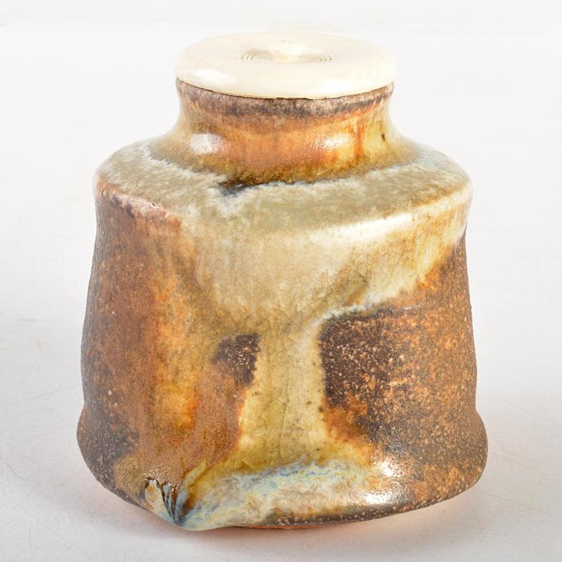 eyeknow74　伊賀西山窯坂本瀧山作茶入古代和更紗仕覆付V　R6732