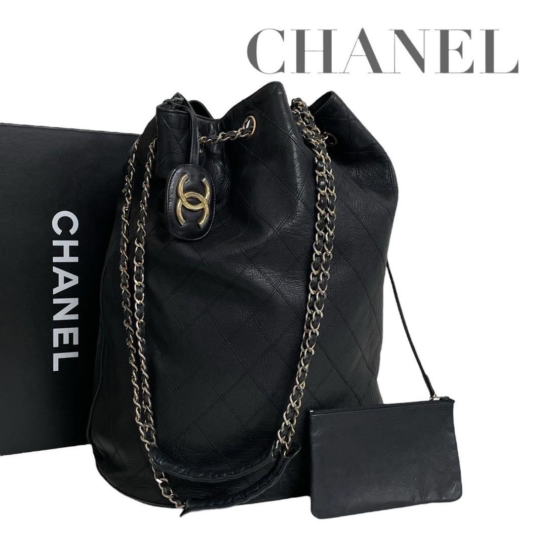 シャネル　ビコローレ　巾着　セミチェーン　ショルダーバッグ　黒　ポーチ　5106