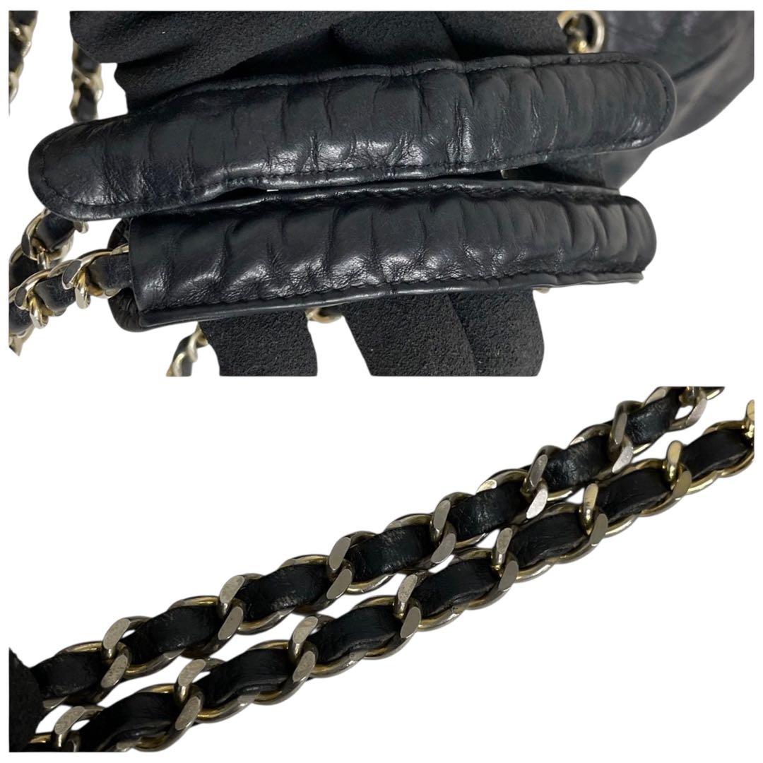 シャネル　ビコローレ　巾着　セミチェーン　ショルダーバッグ　黒　ポーチ　5106