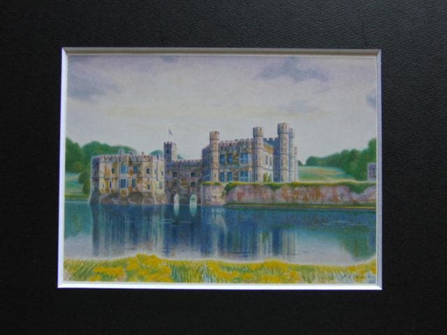 五十嵐二朗、リーズ城、希少な画集より、新品高級額・額装付