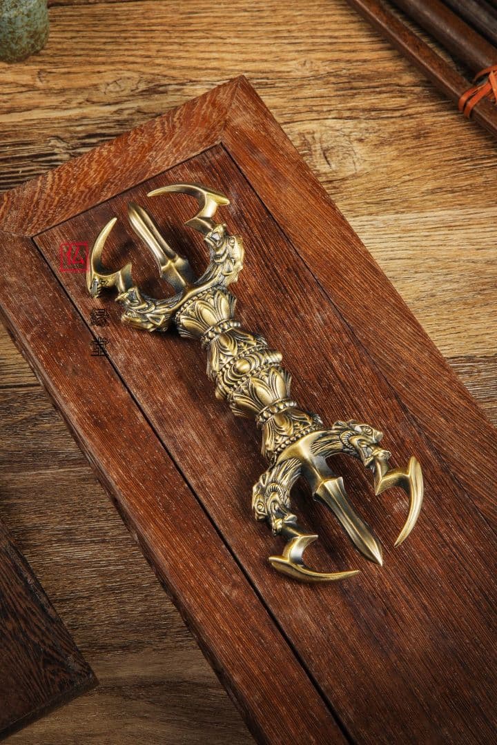 【修縁堂】五大明王密教法具真言宗法器 金剛盤 金剛五鈷杵三鈷杵 独鈷杵 五点セッ