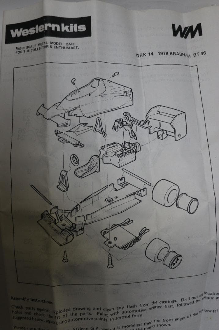 超希少ウェスタンモデル（ＷＭ）製ブラバムＢＴ４６　メタル組立キット　１／４３