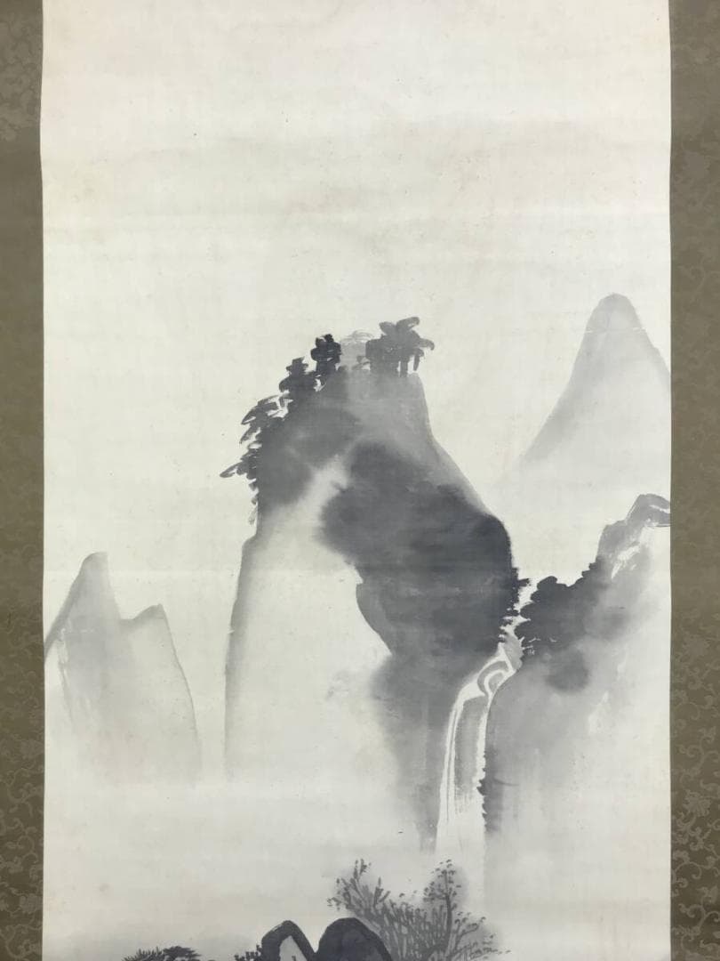 真作/川端玉章/渓山清閑図/水墨山水/山水図/掛軸☆宝船☆AH-535