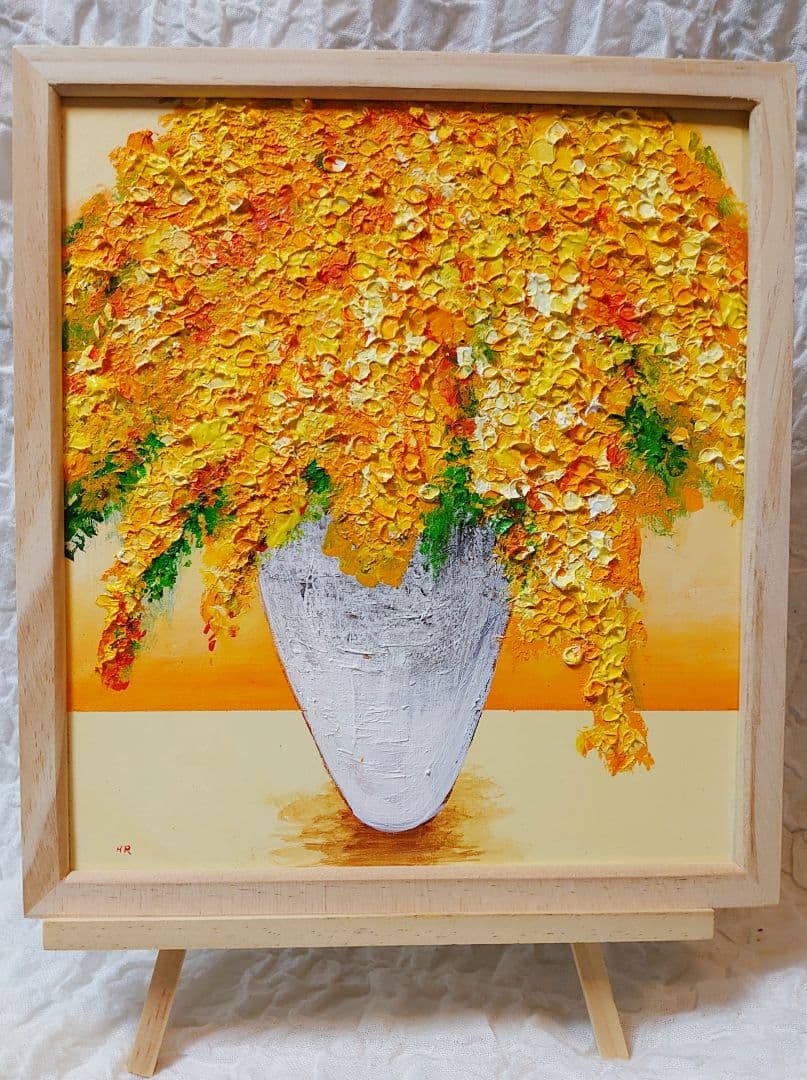 油絵 絵画 ミモザ【色紙】