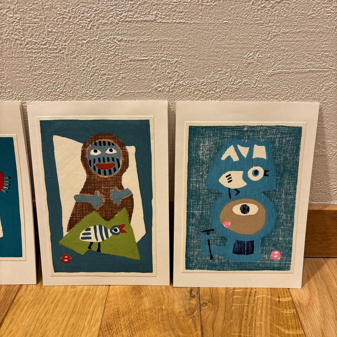 畦地梅太郎　木版画　山男