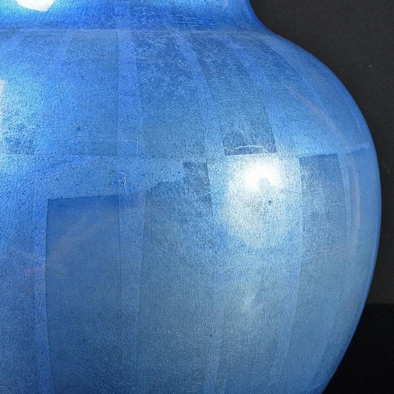 九谷焼　中田一於作　淡青釉裏銀彩　壷　花瓶　M　R6483B