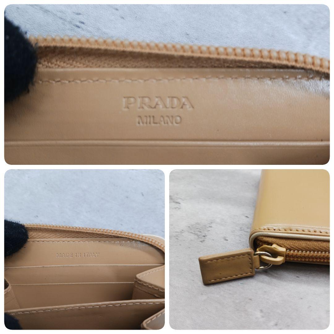 ✨美品✨ プラダ ラウンドファスナー レザー ケース マスタード