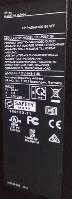 HP ProDesk 600 G5 SFF デスクトップPC 難あり