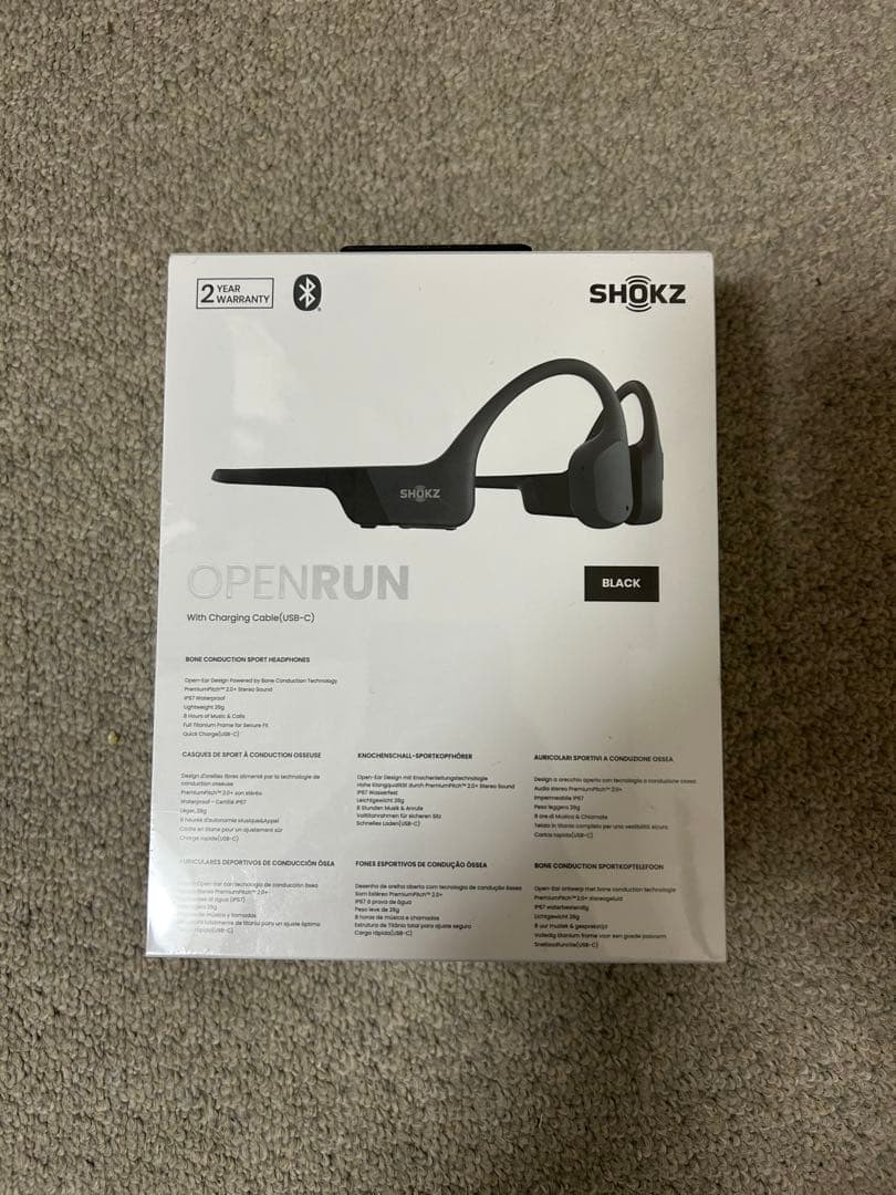 【新品未開封】Shokz OpenRun 骨伝導イヤホン 急速充電・防水対応