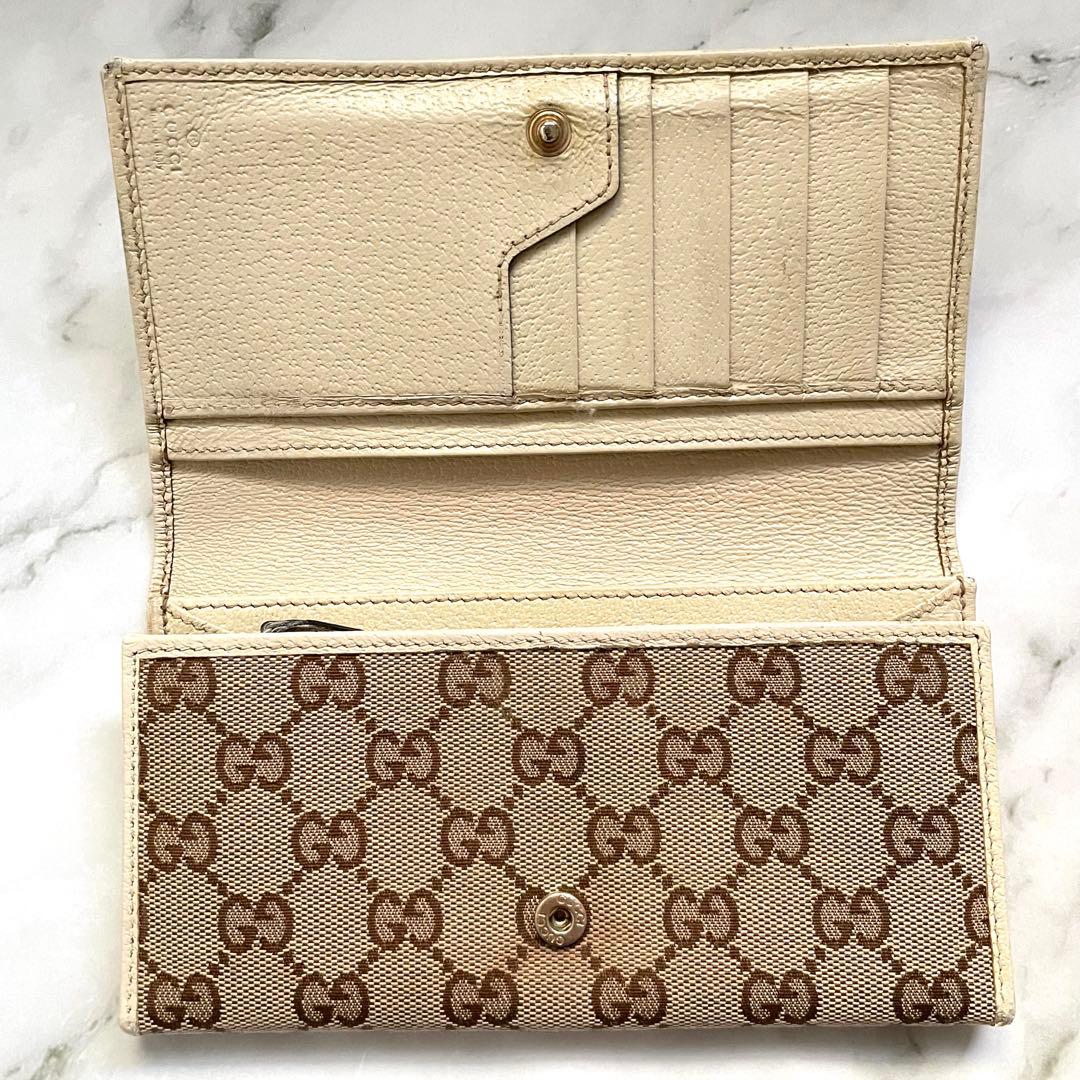 GUCCI グッチ 長財布 GGキャンバス ロゴプレート 折り財布 0111-⑦