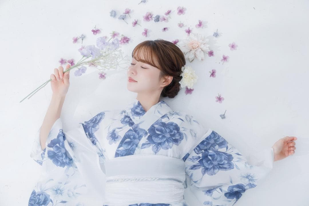 新品 4点 浴衣 セット 浴衣セット ゆかた レディース 白 青 Y4-56