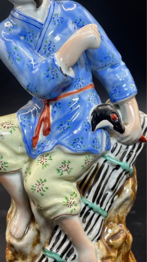 中国美術 中国古玩 色絵陶人形 陶器人形 高さ25cm 置物 オブジェ 古董品