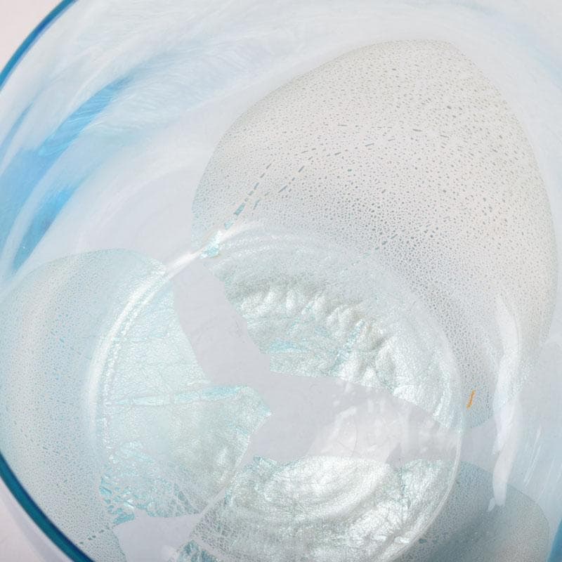 茶道具　水崎長寿作　義山　切箔　水色　水指　蓋裏波車蒔絵　共箱　V　8380