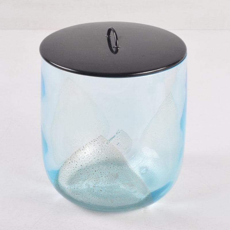 茶道具　水崎長寿作　義山　切箔　水色　水指　蓋裏波車蒔絵　共箱　V　8380