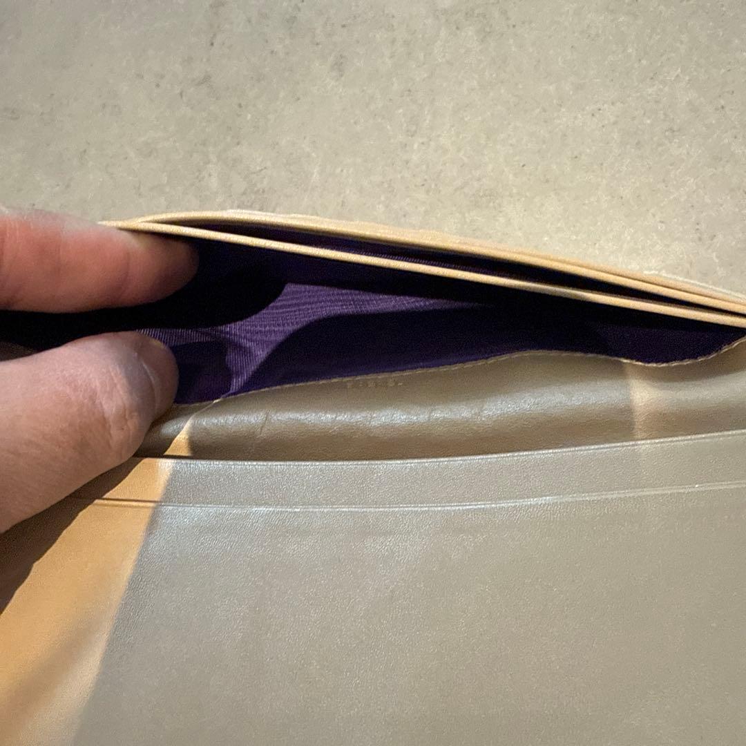 【美品】ブルガリ 長財布 ベージュ 上品 格安レア ロゴクリップ シルバー