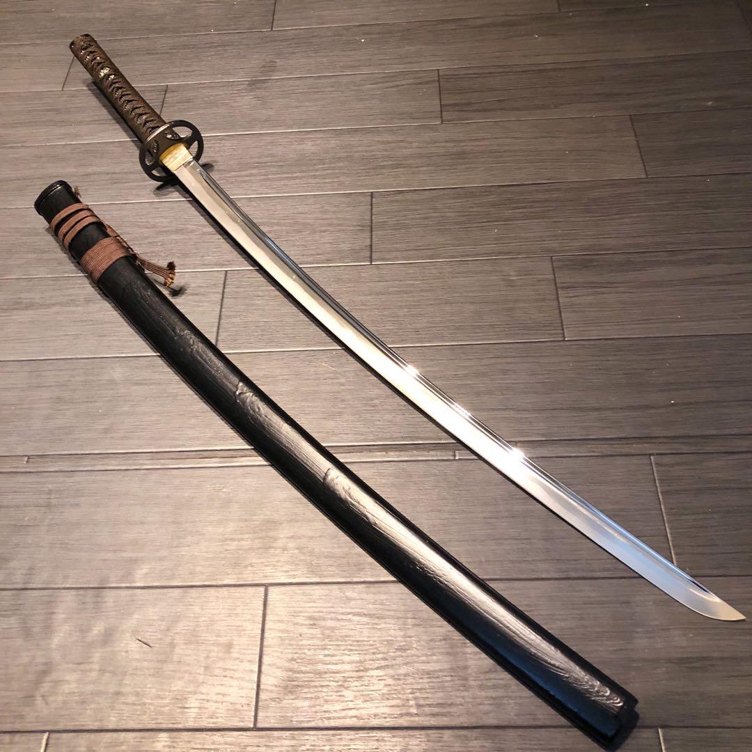 高級模造刀　高級居合刀　樋入り刀身　優波紋　亜合金刀身　名刀　居合刀　茶拵え