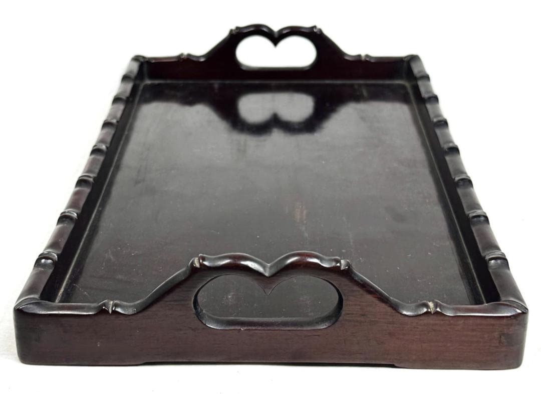 清時代 五彩龍鳳凰文皿 灰皿 乾隆年製? 唐木紫檀喫煙具セット WWWT109