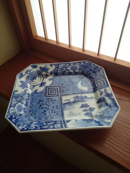 古伊万里　染付　角皿　江戸後期