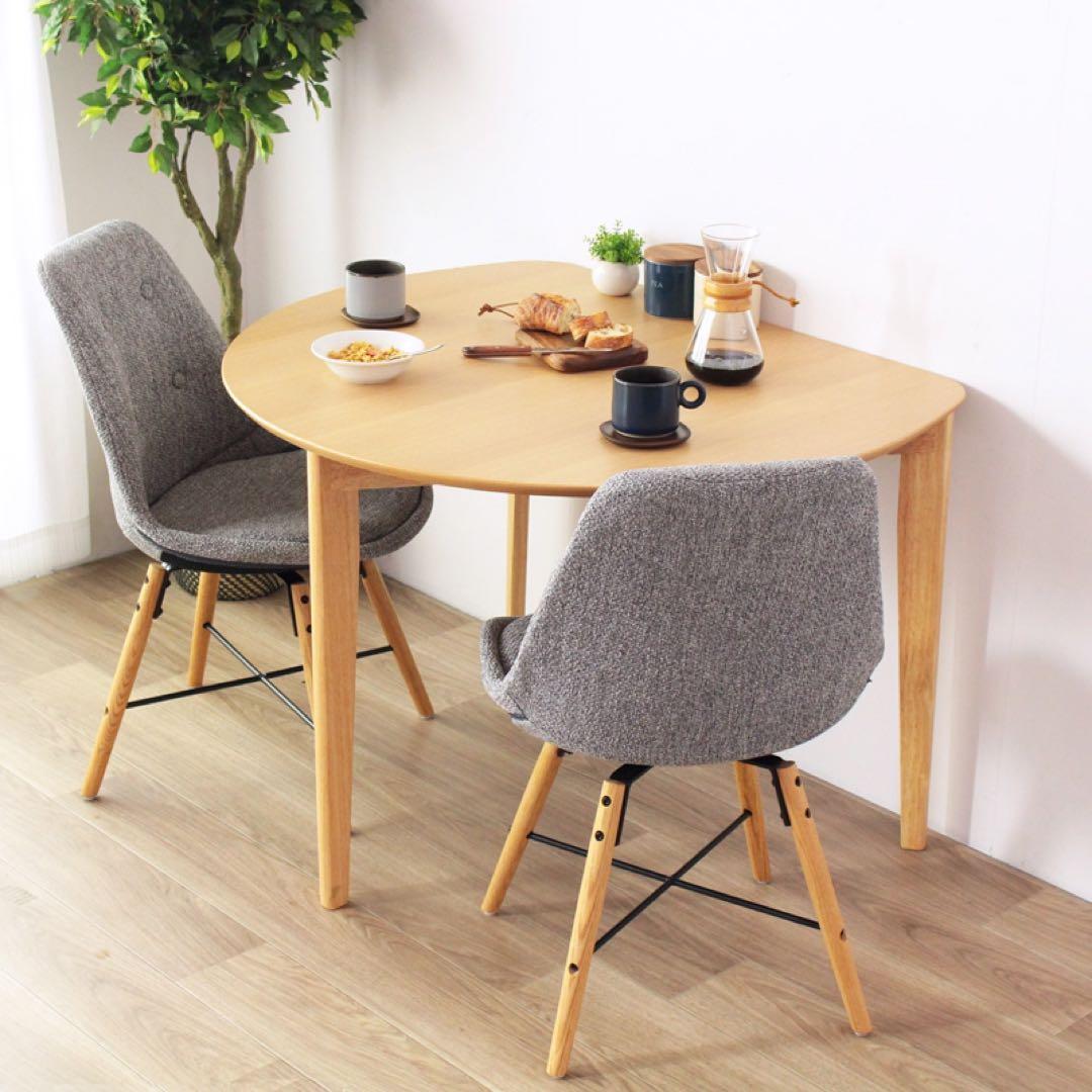 訳あり 半円形ダイニングテーブル ナチュラル 木製 2人用 北欧
