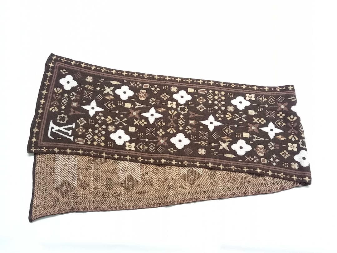 LOUIS VUITTONイタリア製総柄マフラー ウール×ビスコース410477