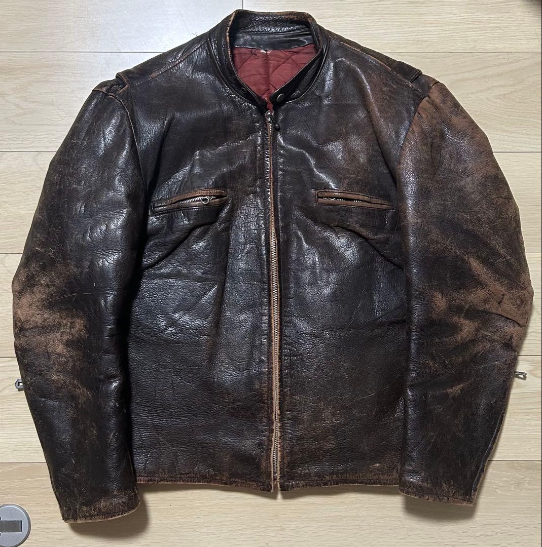 60s レザージャケット　シングルライダース　短丈　バイカー