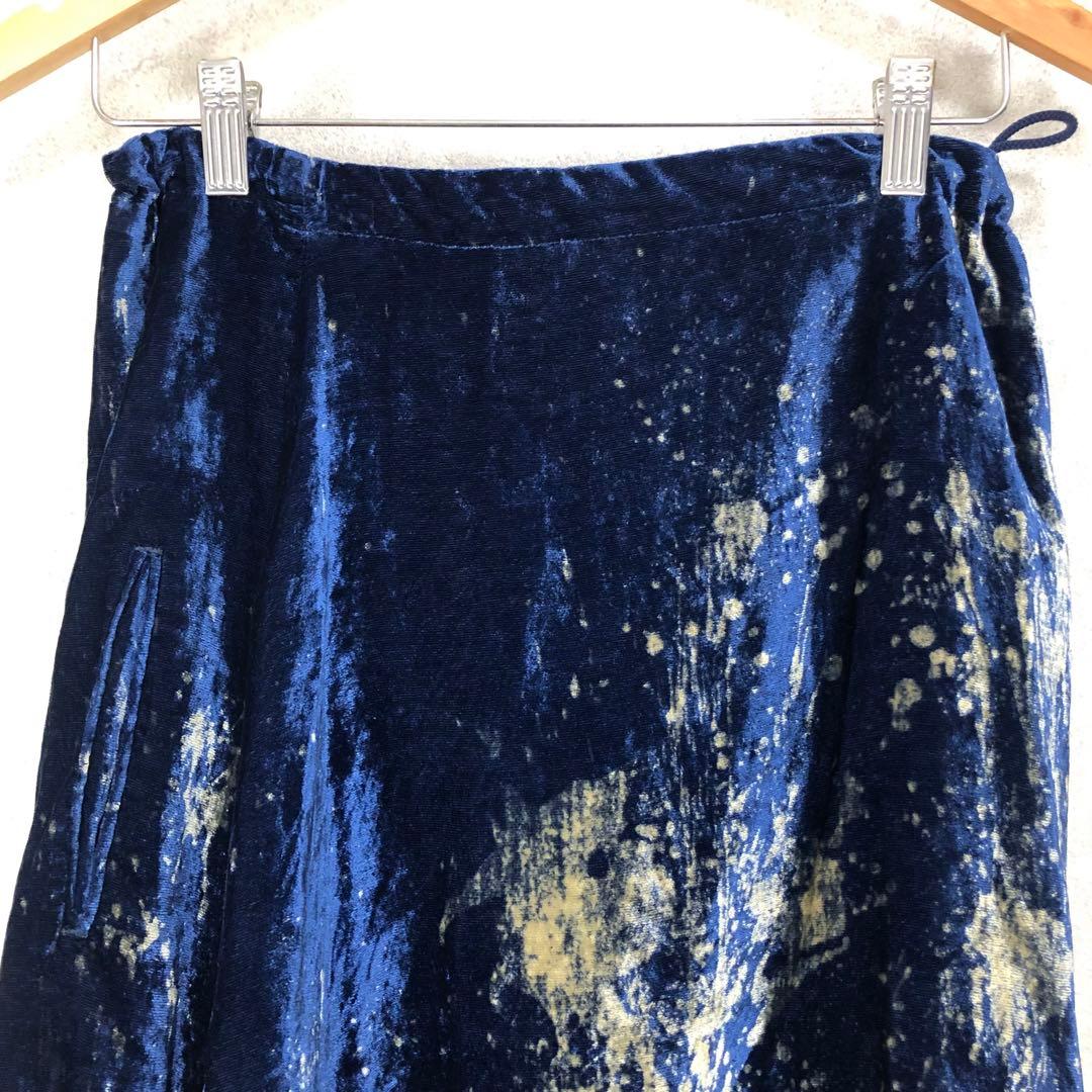 Y's ワイズ 2019SS ベロア サルエルワイドパンツ ネイビー