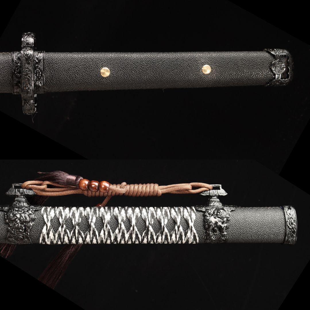 黒獅子唐横刀 武具　刀装具　日本刀　模造刀 横刀 直刀 手鍛造打 鋼刀 武蔵