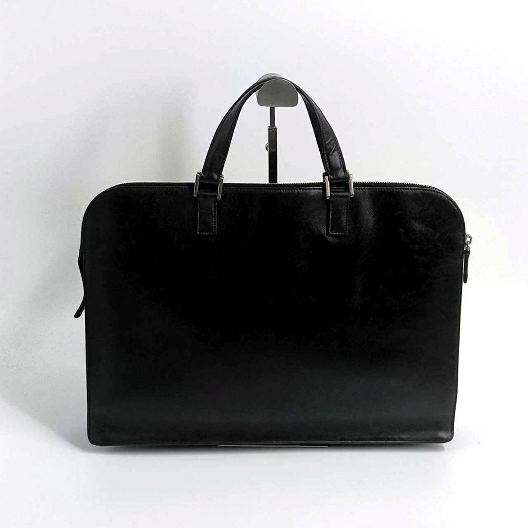 極希少✨️プラダ　サフィアーノ　ビジネスバッグ　三角プレート　レザー　黒　白タグ