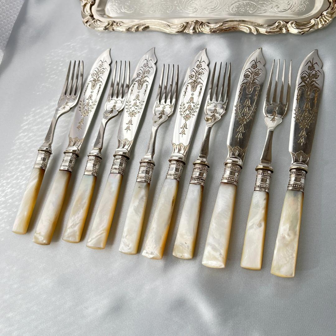 【ATKIN BROS】【白蝶貝】カトラリーセット ナイフ/フォーク 10本