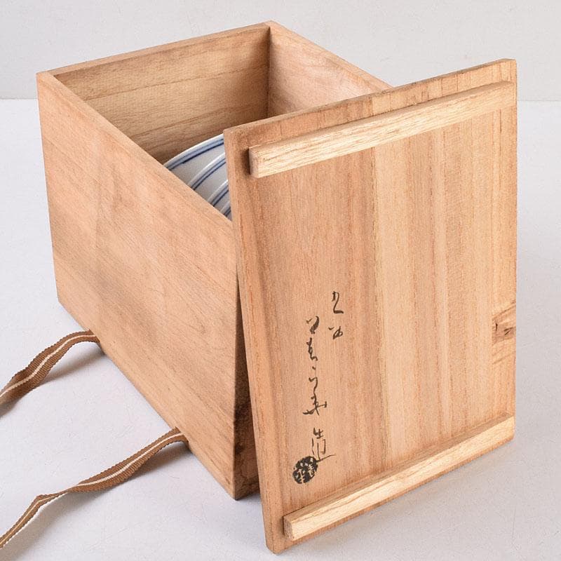 九谷焼　須田青華造　呉須赤絵写し　福字花文　煎茶碗　五客　共箱　M　R9018