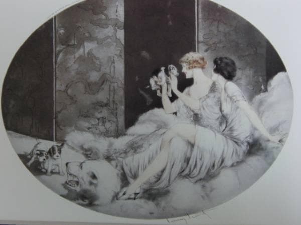 ルイ・イカール・アールデコ/仔犬、希少な限定版額装用画集より、新品高級額装付