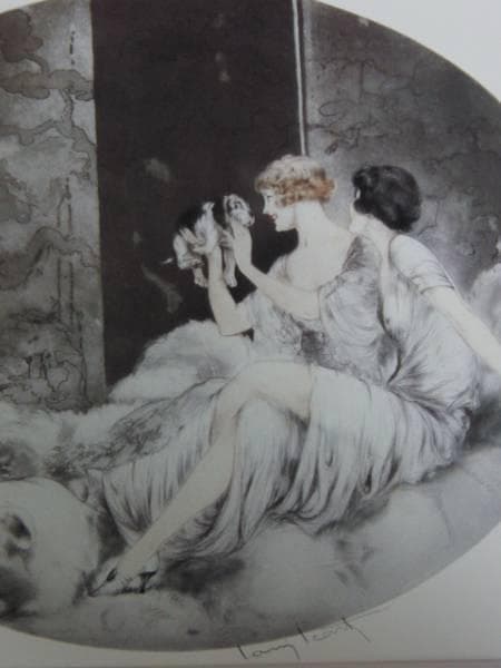 ルイ・イカール・アールデコ/仔犬、希少な限定版額装用画集より、新品高級額装付