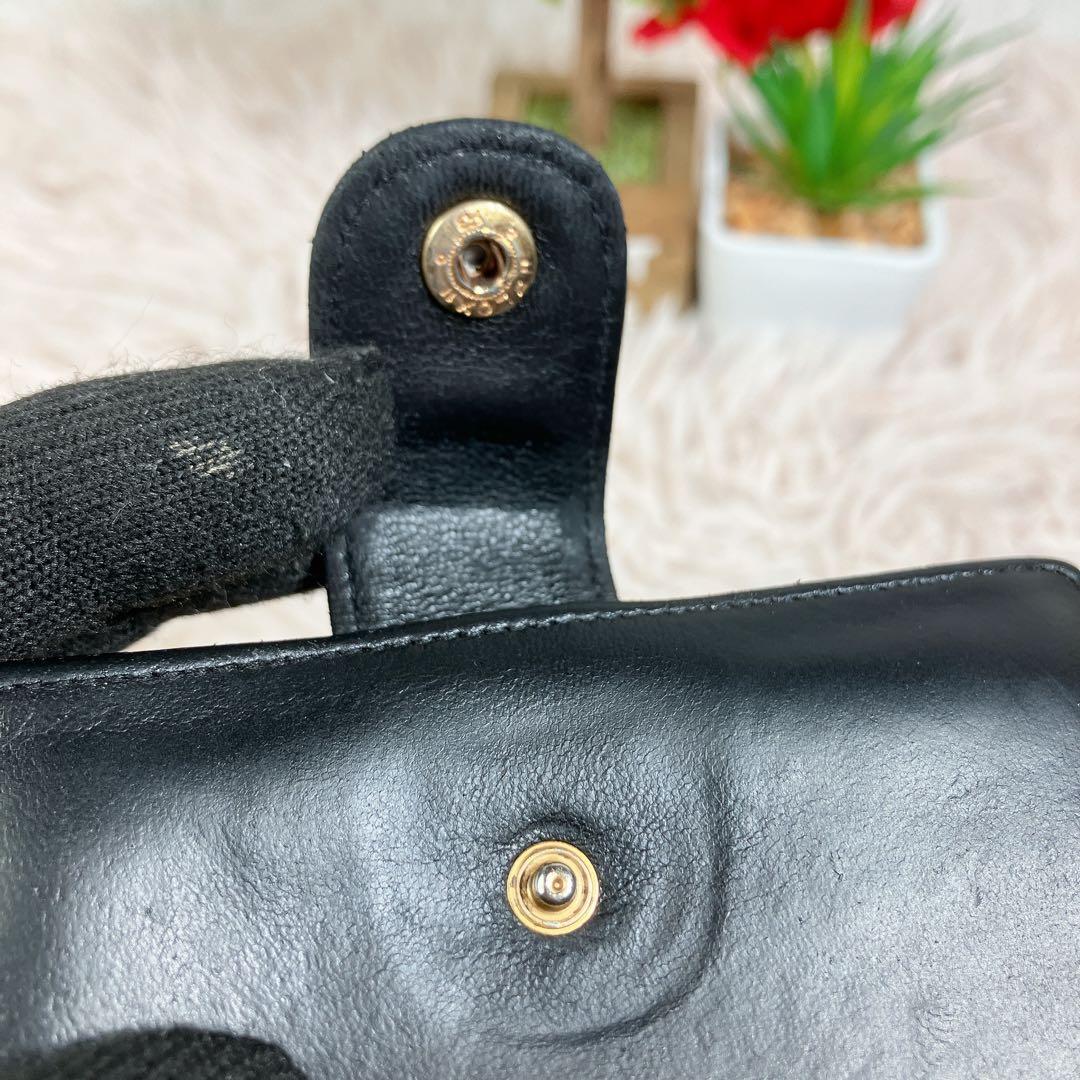 CHANEL シャネル ココ ラムレザー 二つ折り ブラック Wホック