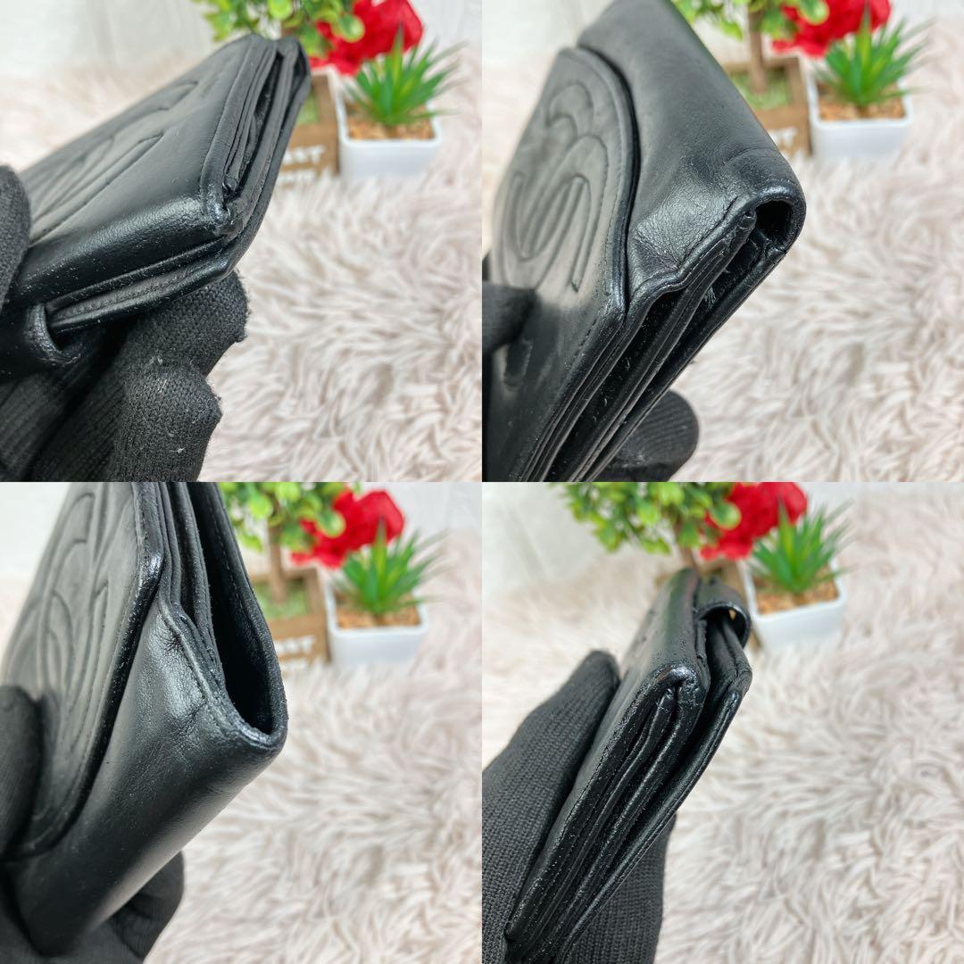 CHANEL シャネル ココ ラムレザー 二つ折り ブラック Wホック