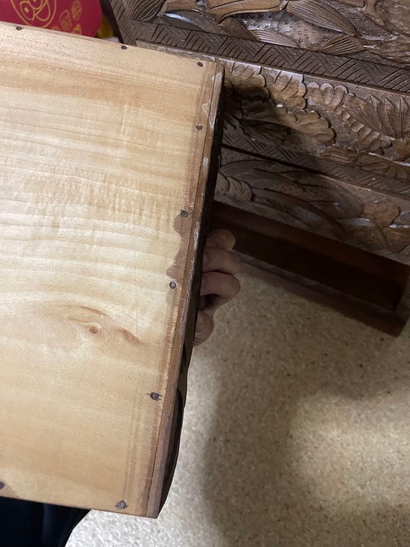 希少　アンティーク　日光彫？軽井沢彫？箪笥　5段式　引き出し　入手困難