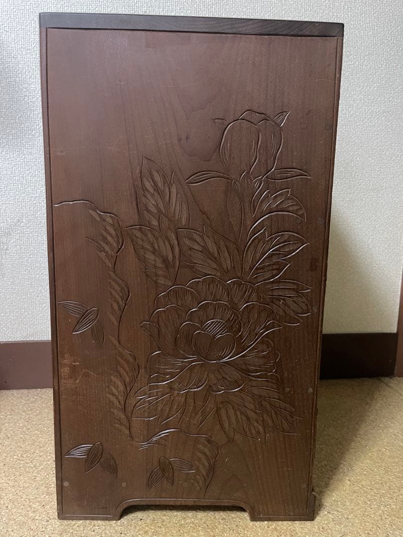 希少　アンティーク　日光彫？軽井沢彫？箪笥　5段式　引き出し　入手困難
