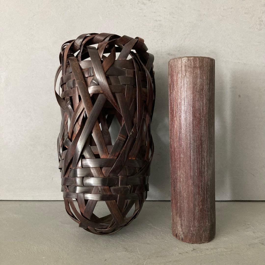 茶道具 蓑虫籠 篭花入 掛籠花入 落し付き