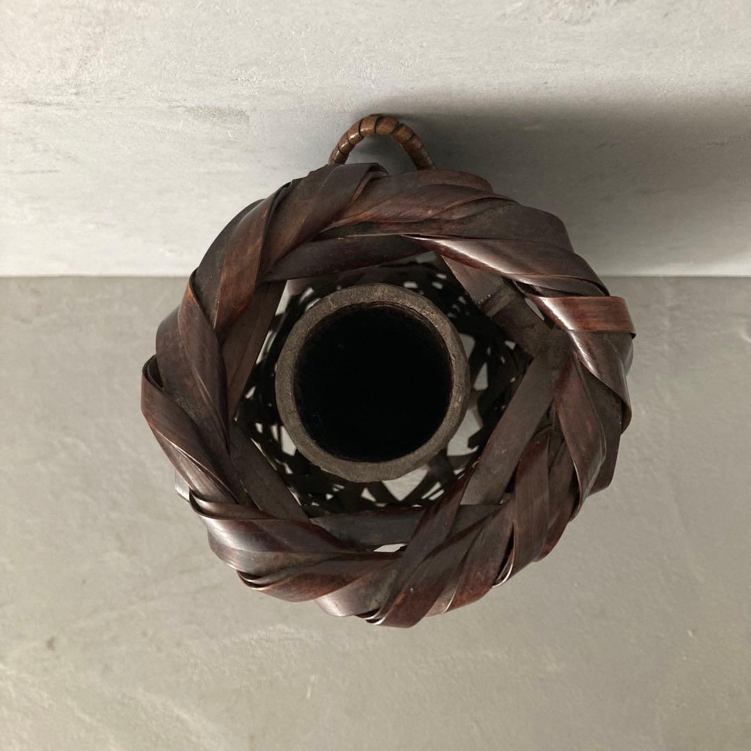 茶道具 蓑虫籠 篭花入 掛籠花入 落し付き