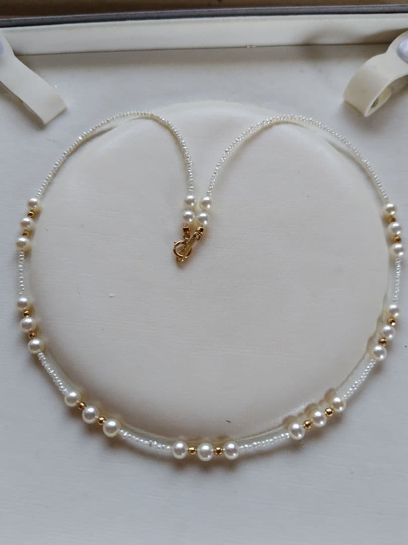 K18 アコヤ真珠ベビーパール、あこや砂芥子パールの、ネックレス