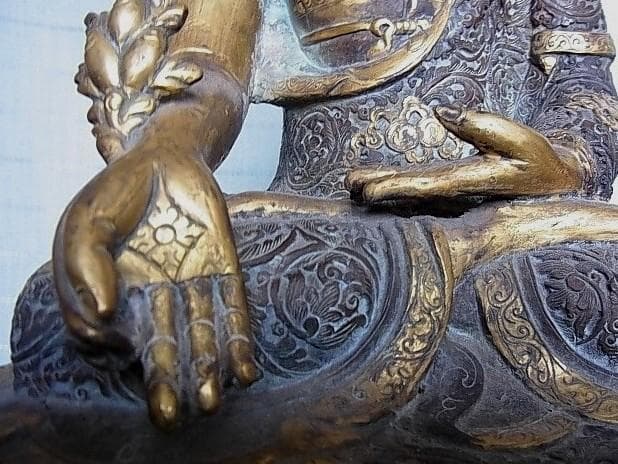 【U1401】古い仏像　高42㎝　お釈迦様　細密造　アンティーク