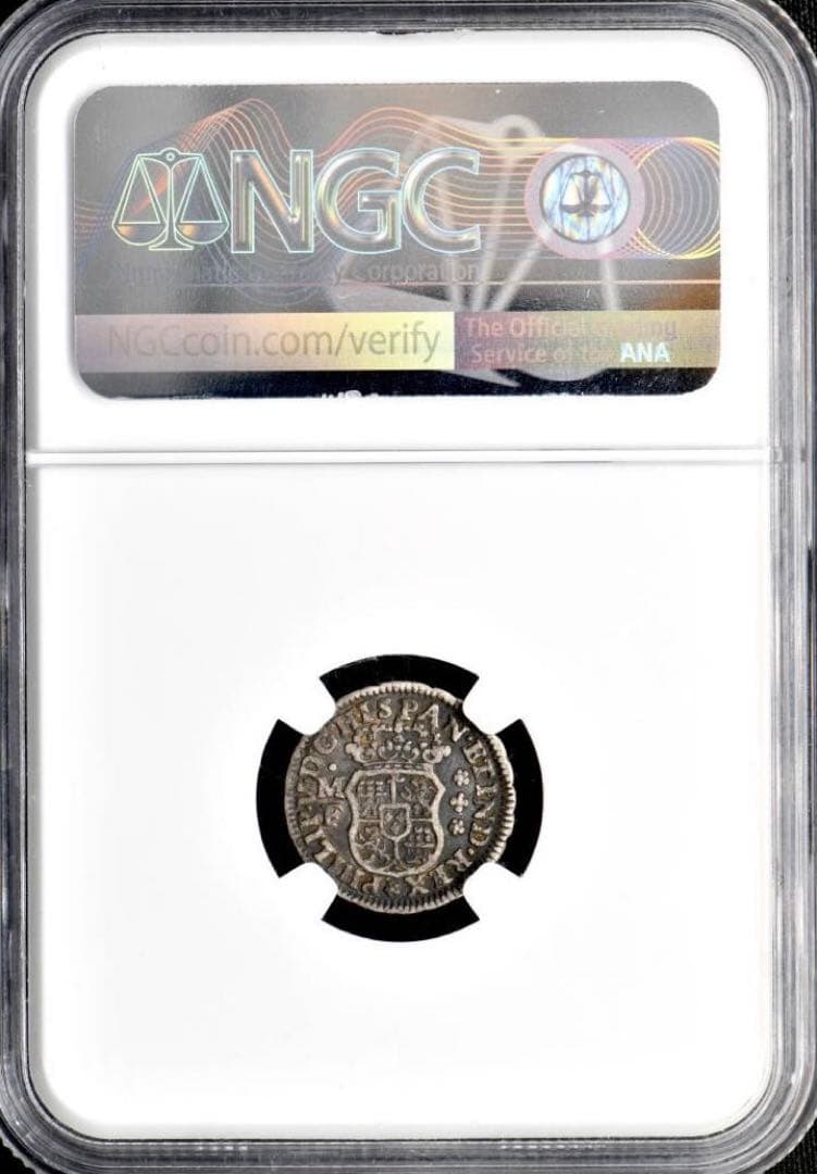スペイン領 メキシコ 1737年 1/2レアル銀貨 NGC 希少品 ピラーダラー