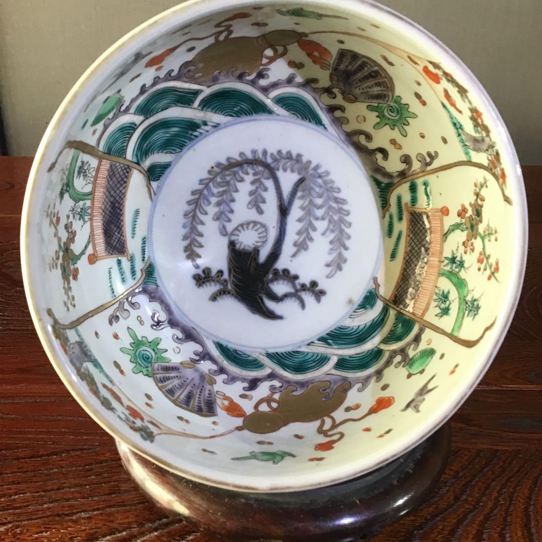 古伊万里金彩色絵　　瓢箪から駒図柄盃洗　　　　江戸期