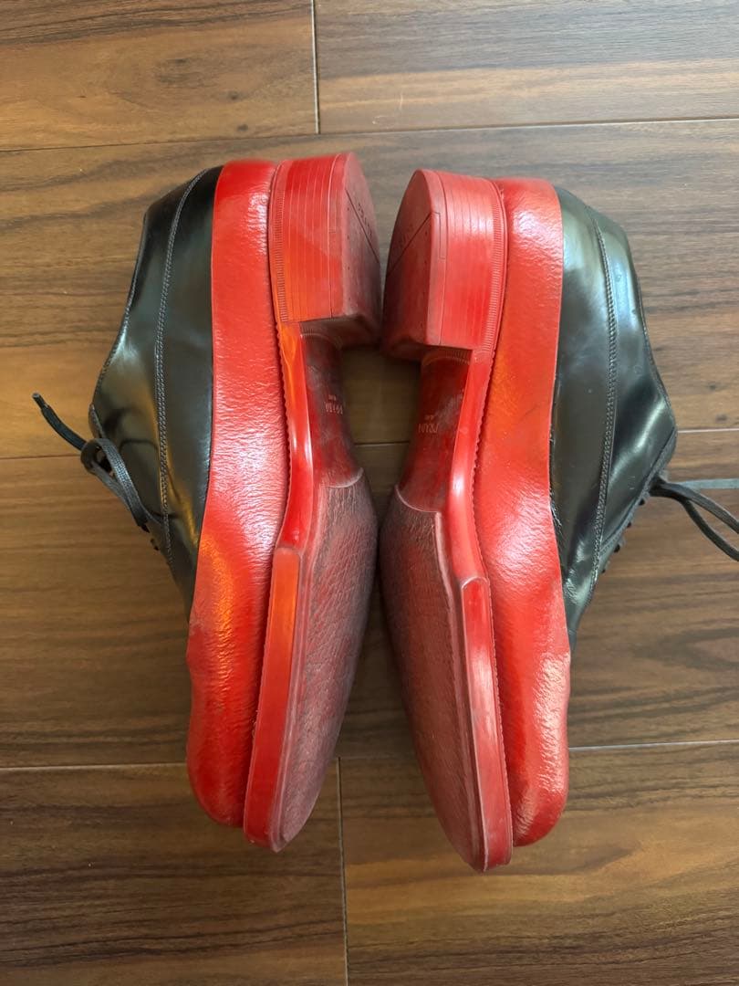 PRADA 12AW ラバーソール　バイカラー　　レザー　シューズ　赤　黒