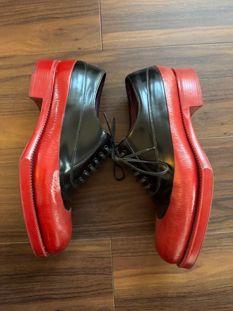 PRADA 12AW ラバーソール　バイカラー　　レザー　シューズ　赤　黒