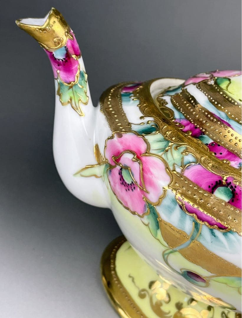 【大き目】オールドノリタケ 花紋 ティーポット アールヌーボー アールデコ