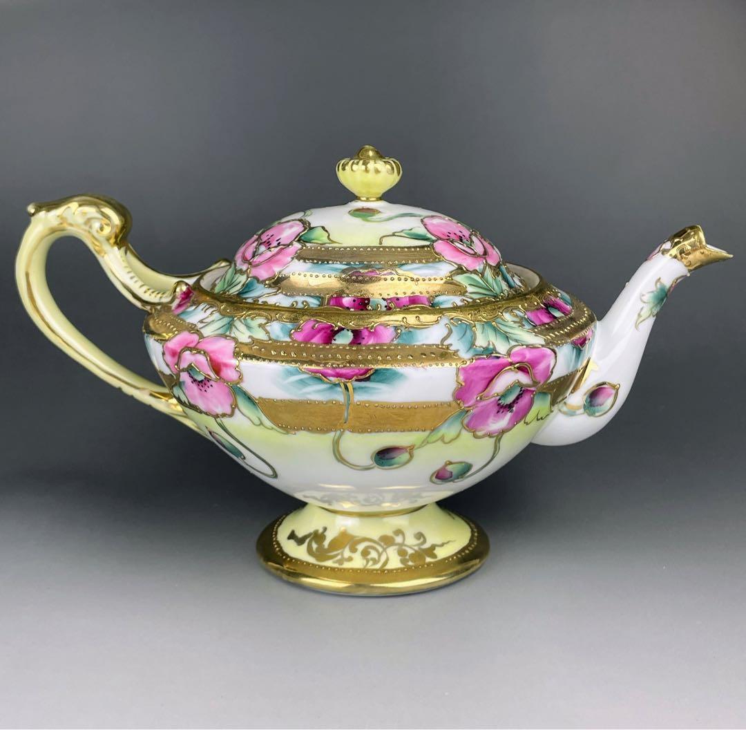 【大き目】オールドノリタケ 花紋 ティーポット アールヌーボー アールデコ