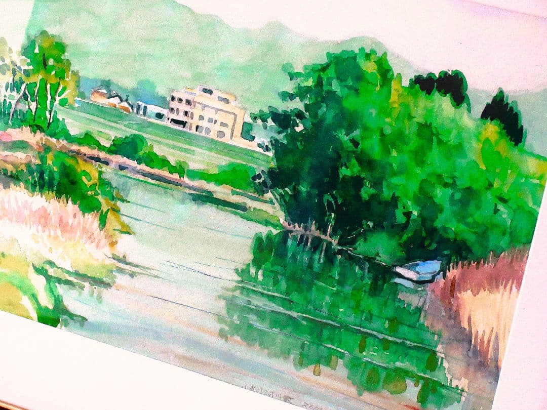 水彩画 風景画 フレーム付き F６号サイズ 原画