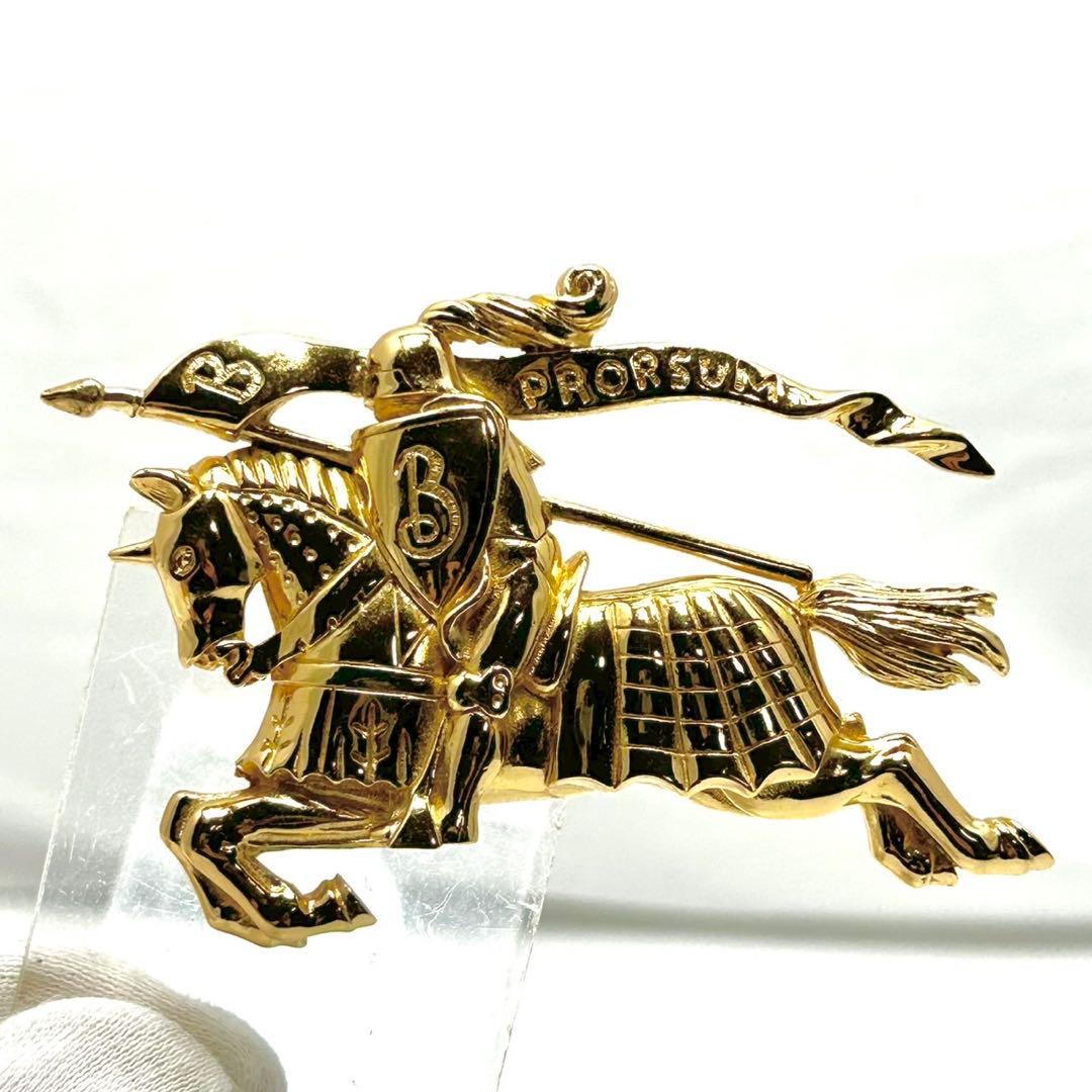 バーバリー ブローチ ゴールド ホースマーク 金 ピン ロゴ プローサム レア